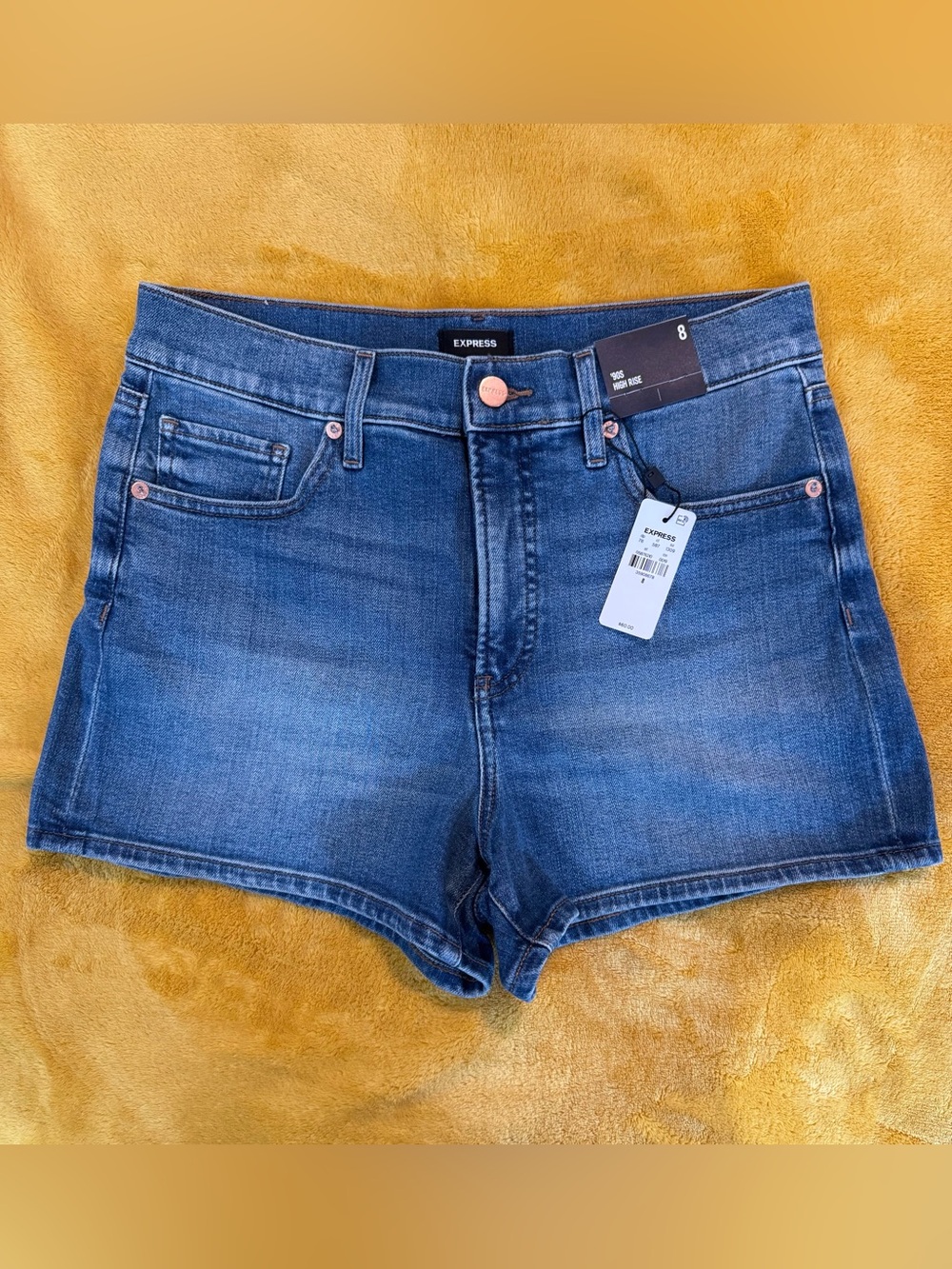 Express Women's Mid Blue Denim High-Rise Jean Shorts